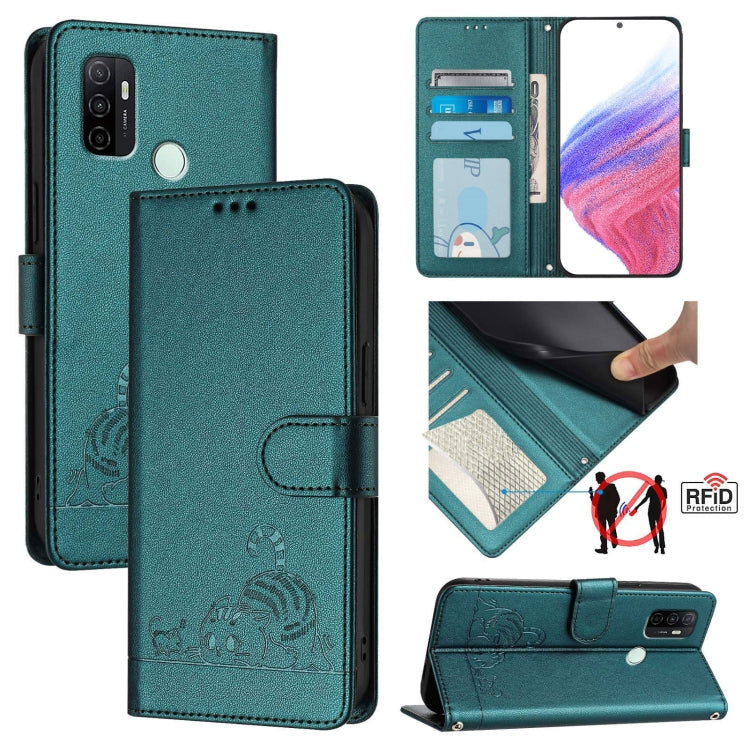 Cat Rat Embossed Pattern RFID Leather Phone Case with Lanyard, Series 1