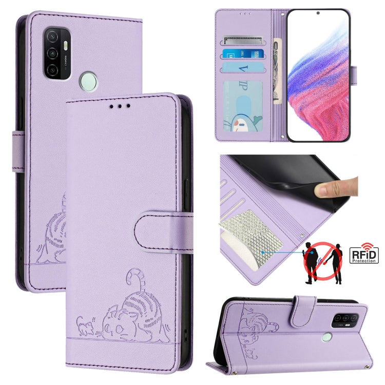 Cat Rat Embossed Pattern RFID Leather Phone Case with Lanyard, Series 1