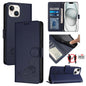 Cat Rat Embossed Pattern RFID Leather Phone Case with Lanyard, For iPhone 15, For iPhone 14 Plus, For iPhone 14/13, For iPhone 14 Pro