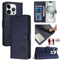 Cat Rat Embossed Pattern RFID Leather Phone Case with Lanyard, For iPhone 15, For iPhone 14 Plus, For iPhone 14/13, For iPhone 14 Pro