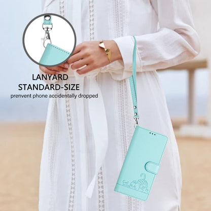 Cat Rat Embossed Pattern RFID Leather Phone Case with Lanyard, For iPhone 14 Pro Max, For iPhone SE 2022/SE 2020/6/7/8, For iPhone 13 Pro Max, For iPhone 13 Pro