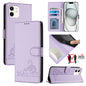Cat Rat Embossed Pattern RFID Leather Phone Case with Lanyard