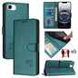 Cat Rat Embossed Pattern RFID Leather Phone Case with Lanyard, For iPhone SE 2024, For iPhone 15 Pro Max, For iPhone 15 Pro, For iPhone 15 Plus