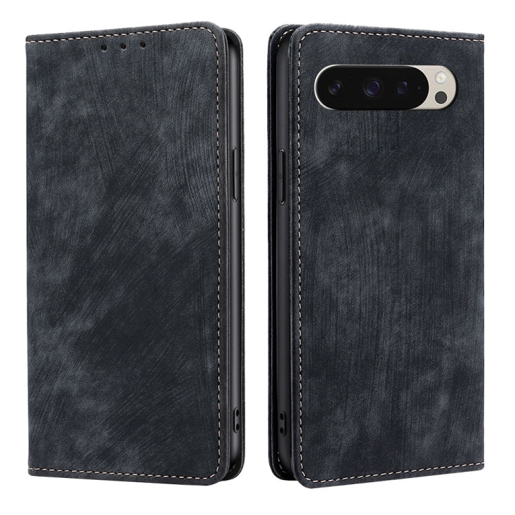 RFID Anti-theft Brush Magnetic Leather Phone Case, For Google Pixel 10a, For Google Pixel 9 Pro XL, For Google Pixel 9, For Google Pixel 8a