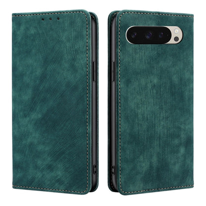 RFID Anti-theft Brush Magnetic Leather Phone Case, For Google Pixel 10a, For Google Pixel 9 Pro XL, For Google Pixel 9, For Google Pixel 8a