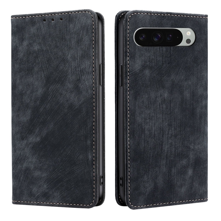 RFID Anti-theft Brush Magnetic Leather Phone Case, For Google Pixel 10a, For Google Pixel 9 Pro XL, For Google Pixel 9, For Google Pixel 8a