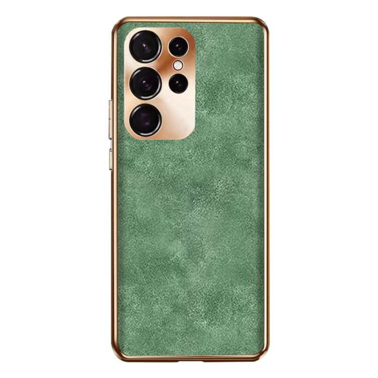Electroplating Lambskin Leather Phone Case, For Samsung Galaxy S23 Ultra 5G, For Samsung Galaxy S23+ 5G, For Samsung Galaxy S23 5G