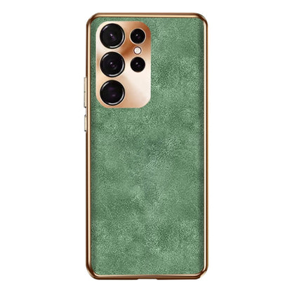 Electroplating Lambskin Leather Phone Case, For Samsung Galaxy S23 Ultra 5G, For Samsung Galaxy S23+ 5G, For Samsung Galaxy S23 5G