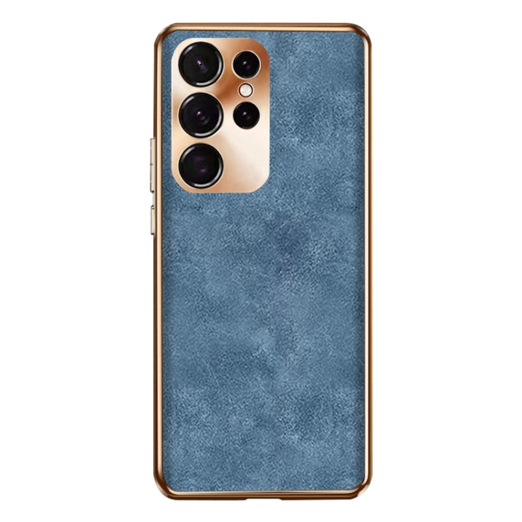 Electroplating Lambskin Leather Phone Case, For Samsung Galaxy S23 Ultra 5G, For Samsung Galaxy S23+ 5G, For Samsung Galaxy S23 5G