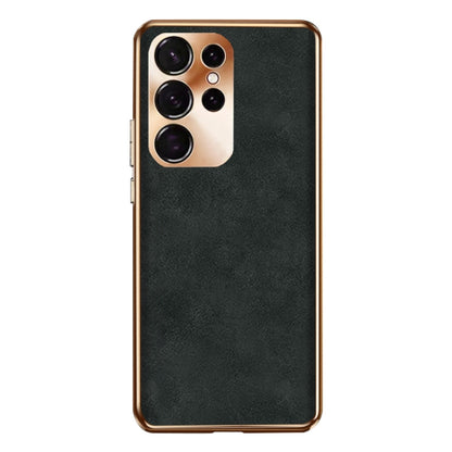 Electroplating Lambskin Leather Phone Case, For Samsung Galaxy S23 Ultra 5G, For Samsung Galaxy S23+ 5G, For Samsung Galaxy S23 5G