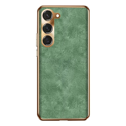 Electroplating Lambskin Leather Phone Case, For Samsung Galaxy S23 Ultra 5G, For Samsung Galaxy S23+ 5G, For Samsung Galaxy S23 5G