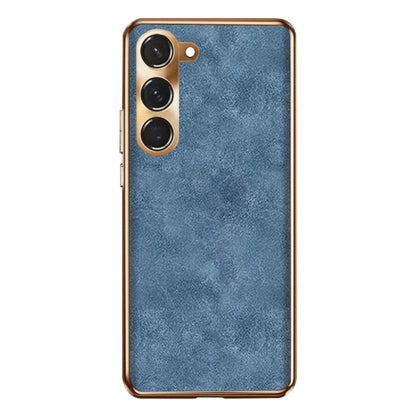 Electroplating Lambskin Leather Phone Case, For Samsung Galaxy S23 Ultra 5G, For Samsung Galaxy S23+ 5G, For Samsung Galaxy S23 5G