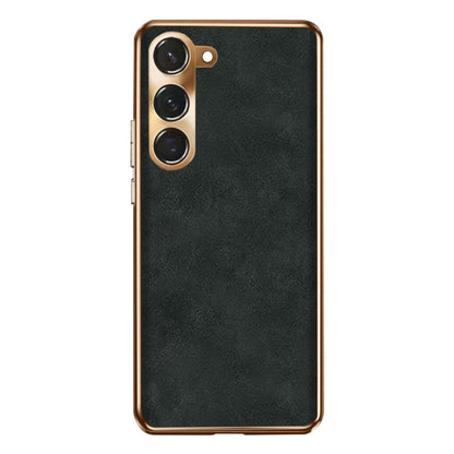 Electroplating Lambskin Leather Phone Case, For Samsung Galaxy S23 Ultra 5G, For Samsung Galaxy S23+ 5G, For Samsung Galaxy S23 5G