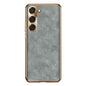 Electroplating Lambskin Leather Phone Case, For Samsung Galaxy S23 Ultra 5G, For Samsung Galaxy S23+ 5G, For Samsung Galaxy S23 5G