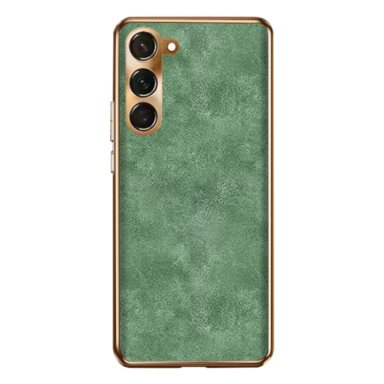 Electroplating Lambskin Leather Phone Case, For Samsung Galaxy S23 Ultra 5G, For Samsung Galaxy S23+ 5G, For Samsung Galaxy S23 5G