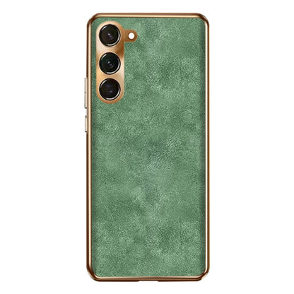 Electroplating Lambskin Leather Phone Case, For Samsung Galaxy S23 Ultra 5G, For Samsung Galaxy S23+ 5G, For Samsung Galaxy S23 5G
