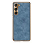 Electroplating Lambskin Leather Phone Case, For Samsung Galaxy S23 Ultra 5G, For Samsung Galaxy S23+ 5G, For Samsung Galaxy S23 5G