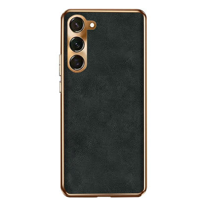 Electroplating Lambskin Leather Phone Case, For Samsung Galaxy S23 Ultra 5G, For Samsung Galaxy S23+ 5G, For Samsung Galaxy S23 5G