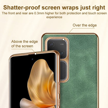 Electroplating Lambskin Leather Phone Case, For Samsung Galaxy S23 Ultra 5G, For Samsung Galaxy S23+ 5G, For Samsung Galaxy S23 5G