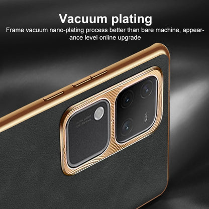 Electroplating Lambskin Leather Phone Case, For Samsung Galaxy S23 Ultra 5G, For Samsung Galaxy S23+ 5G, For Samsung Galaxy S23 5G