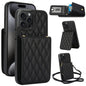 YM015 Crossbody Rhombic Card Bag RFID Phone Case, For iPhone 16, For iPhone 15 Pro Max, For iPhone 15 Pro, For iPhone 15 Plus