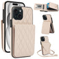 YM015 Crossbody Rhombic Card Bag RFID Phone Case, For iPhone 16, For iPhone 15 Pro Max, For iPhone 15 Pro, For iPhone 15 Plus