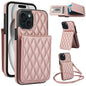 YM015 Crossbody Rhombic Card Bag RFID Phone Case, For iPhone 16, For iPhone 15 Pro Max, For iPhone 15 Pro, For iPhone 15 Plus
