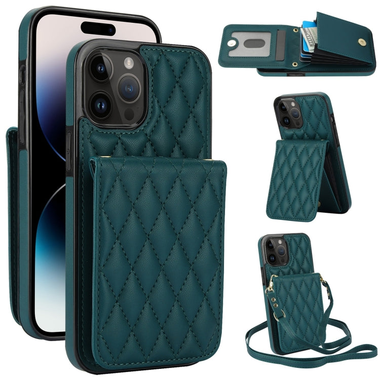 YM015 Crossbody Rhombic Card Bag RFID Phone Case, For iPhone 15, For iPhone 14 Plus, For iPhone 14, For iPhone 14 Pro