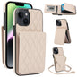 YM015 Crossbody Rhombic Card Bag RFID Phone Case, For iPhone 15, For iPhone 14 Plus, For iPhone 14, For iPhone 14 Pro