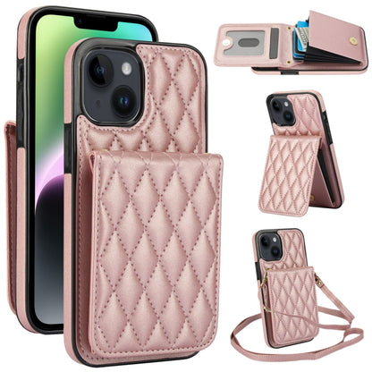 YM015 Crossbody Rhombic Card Bag RFID Phone Case, For iPhone 15, For iPhone 14 Plus, For iPhone 14, For iPhone 14 Pro