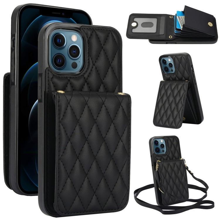 YM015 Crossbody Rhombic Card Bag RFID Phone Case, For iPhone 12 / 12 Pro, For iPhone 12 Pro Max, For iPhone 11 Pro Max, For iPhone 11