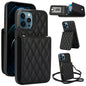YM015 Crossbody Rhombic Card Bag RFID Phone Case, For iPhone 12 / 12 Pro, For iPhone 12 Pro Max, For iPhone 11 Pro Max, For iPhone 11