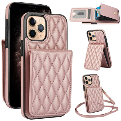 YM015 Crossbody Rhombic Card Bag RFID Phone Case, For iPhone 12 / 12 Pro, For iPhone 12 Pro Max, For iPhone 11 Pro Max, For iPhone 11