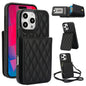 YM015 Crossbody Rhombic Card Bag RFID Phone Case, For iPhone Air, For iPhone 16 Pro Max, For iPhone 16 Pro, For iPhone 16 Plus