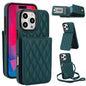 YM015 Crossbody Rhombic Card Bag RFID Phone Case, For iPhone Air, For iPhone 16 Pro Max, For iPhone 16 Pro, For iPhone 16 Plus