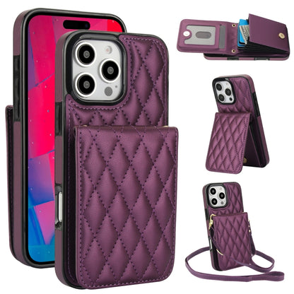 YM015 Crossbody Rhombic Card Bag RFID Phone Case, For iPhone Air, For iPhone 16 Pro Max, For iPhone 16 Pro, For iPhone 16 Plus