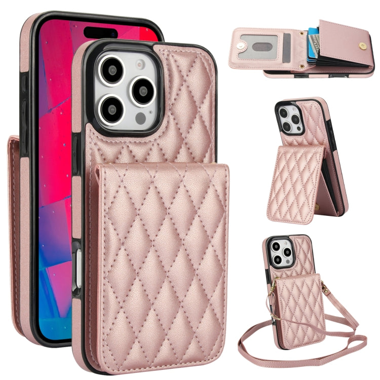 YM015 Crossbody Rhombic Card Bag RFID Phone Case, For iPhone Air, For iPhone 16 Pro Max, For iPhone 16 Pro, For iPhone 16 Plus