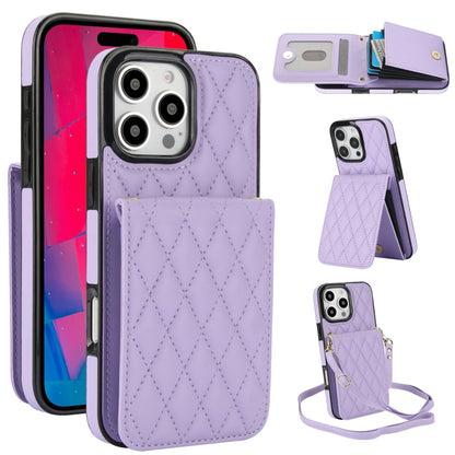 YM015 Crossbody Rhombic Card Bag RFID Phone Case, For iPhone Air, For iPhone 16 Pro Max, For iPhone 16 Pro, For iPhone 16 Plus