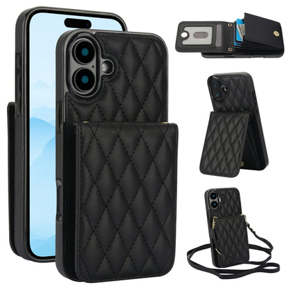 YM015 Crossbody Rhombic Card Bag RFID Phone Case, For iPhone Air, For iPhone 16 Pro Max, For iPhone 16 Pro, For iPhone 16 Plus