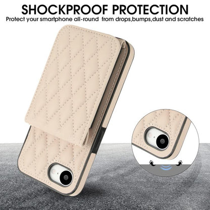 YM015 Crossbody Rhombic Card Bag RFID Phone Case, For iPhone 16e, For iPhone 16 Pro Max, For iPhone 16 Pro, For iPhone 16 Plus