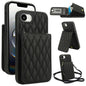 YM015 Crossbody Rhombic Card Bag RFID Phone Case, For iPhone 16e, For iPhone 16 Pro Max, For iPhone 16 Pro, For iPhone 16 Plus