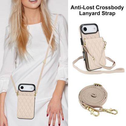 YM015 Crossbody Rhombic Card Bag RFID Phone Case, For iPhone Air, For iPhone 16 Pro Max, For iPhone 16 Pro, For iPhone 16 Plus