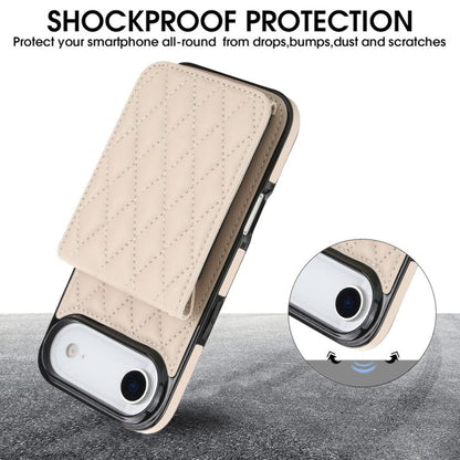 YM015 Crossbody Rhombic Card Bag RFID Phone Case, For iPhone Air, For iPhone 16 Pro Max, For iPhone 16 Pro, For iPhone 16 Plus