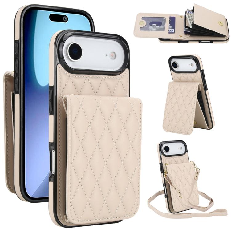 YM015 Crossbody Rhombic Card Bag RFID Phone Case, For iPhone Air, For iPhone 16 Pro Max, For iPhone 16 Pro, For iPhone 16 Plus