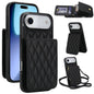 YM015 Crossbody Rhombic Card Bag RFID Phone Case, For iPhone Air, For iPhone 16 Pro Max, For iPhone 16 Pro, For iPhone 16 Plus