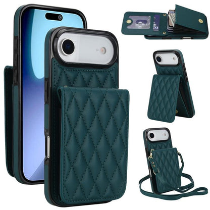 YM015 Crossbody Rhombic Card Bag RFID Phone Case, For iPhone Air, For iPhone 16 Pro Max, For iPhone 16 Pro, For iPhone 16 Plus