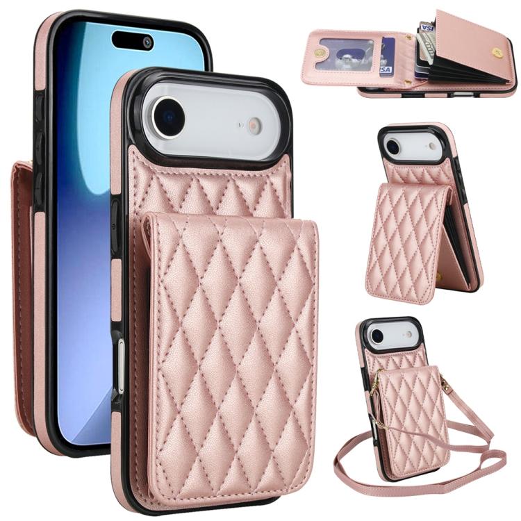 YM015 Crossbody Rhombic Card Bag RFID Phone Case, For iPhone Air, For iPhone 16 Pro Max, For iPhone 16 Pro, For iPhone 16 Plus