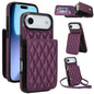 YM015 Crossbody Rhombic Card Bag RFID Phone Case, For iPhone Air, For iPhone 16 Pro Max, For iPhone 16 Pro, For iPhone 16 Plus