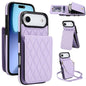 YM015 Crossbody Rhombic Card Bag RFID Phone Case, For iPhone Air, For iPhone 16 Pro Max, For iPhone 16 Pro, For iPhone 16 Plus