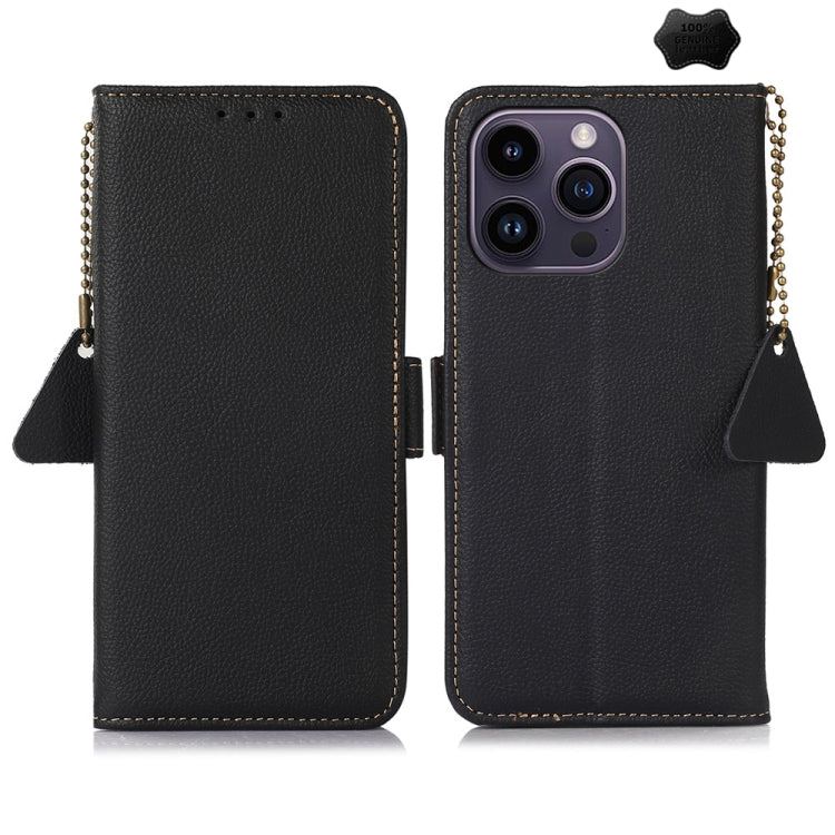 Side-Magnetic TJ Genuine Leather RFID Phone Case, For iPhone 16 Pro Max, For iPhone 16 Pro, For iPhone 16 Plus, For iPhone 16, iPhone 16e